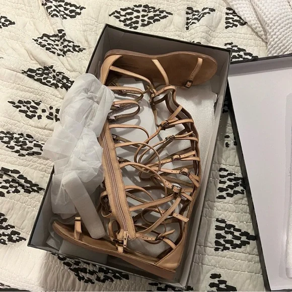 Free People Jeffrey Campbell Valley Gladiator Sandals Natural Leather Worn Once - Picture 4 of 7